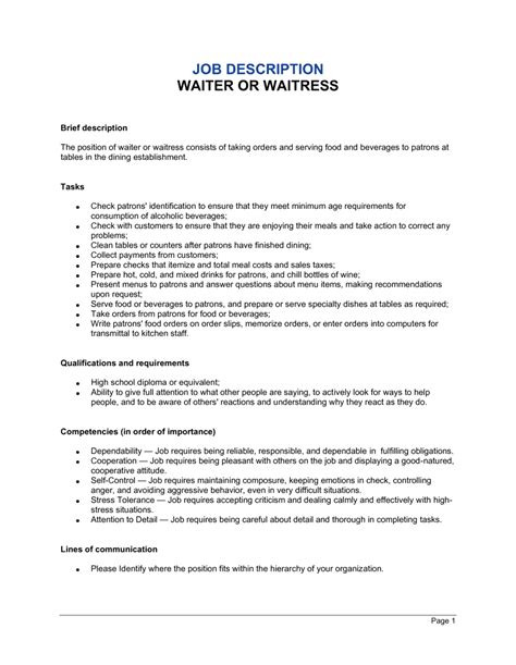 ihop waitress job description